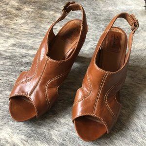 Clarks artisan leather cut out peep toe heels